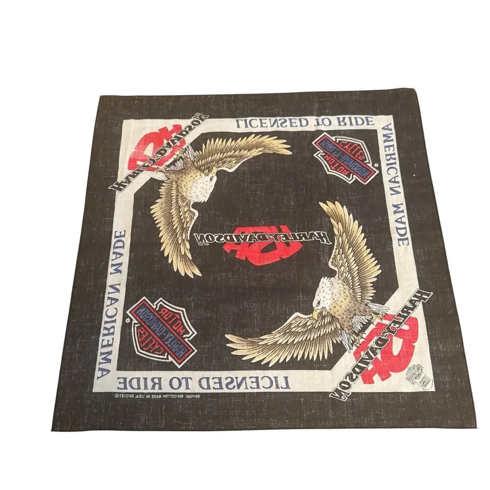 2 1990's Harley Davidson Bandanna's Vintage HD Made in USA